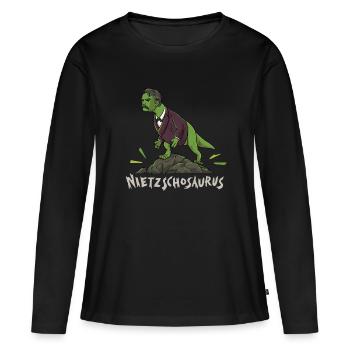 Nietzsche T-Rex Dinosaur Design pour un - T-shirt manches longues Premium bio Femme - noir - Devant - Julia (174cm)