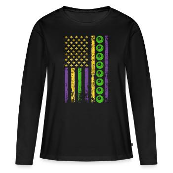 American Cue Sport Flag Billard - T-shirt manches longues Premium bio Femme - noir - Devant - Julia (174cm)