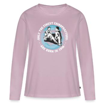 Physiotherapy born 1946 - Women's Premium Organic Long Sleeve Shirt - dusky pink - Front - Julia (174cm)