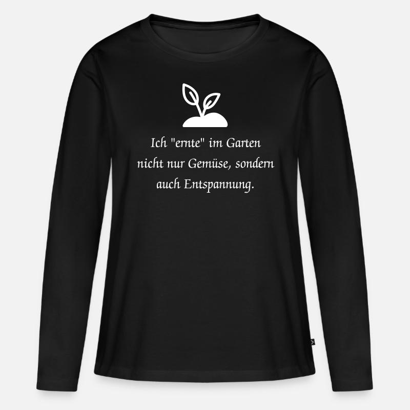Lusitger Garten Spruch - Frauen Premium Bio Langarmshirt - Schwarz
