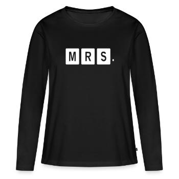 Mr Mrs Teamshirt - Frauen Premium Bio Langarmshirt - Schwarz - Vorne - Julia (174cm)