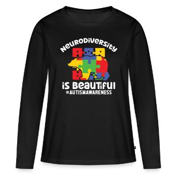 Autisme Neurodiversité Belle sensibilisation à l’autisme - T-shirt manches longues Premium bio Femme - noir - Devant - Julia (174cm)
