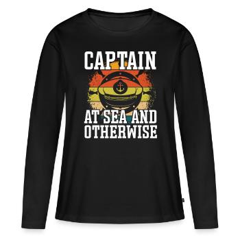 Capitaine Capitaine En Mer Et Autrement Bateau De Navire - T-shirt manches longues Premium bio Femme - noir - Devant - Julia (174cm)