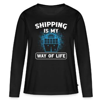 Captain Shipping Is My Way Of Life Ship Boat - Women's Premium Organic Long Sleeve Shirt - black - Front - Julia (174cm)