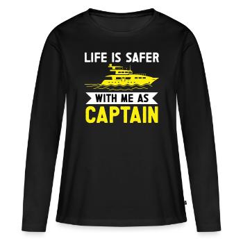 Captain Life Safer With Captain Ship Boat Sailing - Women's Premium Organic Long Sleeve Shirt - black - Front - Julia (174cm)
