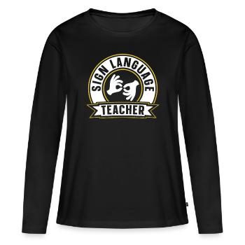 Gestes de sensibilisation des enseignants de langue des signes - T-shirt manches longues Premium bio Femme - noir - Devant - Julia (174cm)