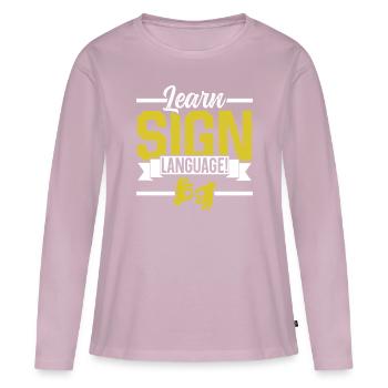 Learning Sign Language Awareness Sign Gestures - Women's Premium Organic Long Sleeve Shirt - dusky pink - Front - Julia (174cm)