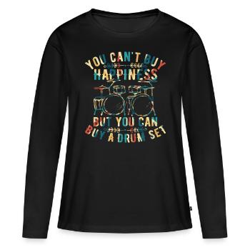 Batteur - Vous ne pouvez pas acheter le bonheur mais vous pouvez acheter - T-shirt manches longues Premium bio Femme - noir - Devant - Julia (174cm)