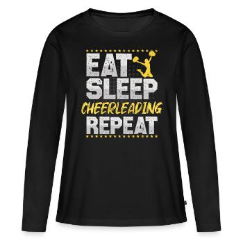 Cheerleading Eat Sleep Répétez Pompon Cheerleading - T-shirt manches longues Premium bio Femme - noir - Devant - Julia (174cm)