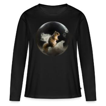 Eichhörnchen Kugel Kunst Kunstwerk Geschenk Tier - Frauen Premium Bio Langarmshirt - Schwarz - Vorne - Julia (174cm)