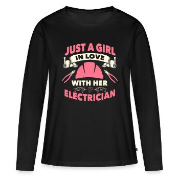Electrician Wife Girlfirend I Love My Electrician - Women's Premium Organic Long Sleeve Shirt - black - Front - Julia (174cm)
