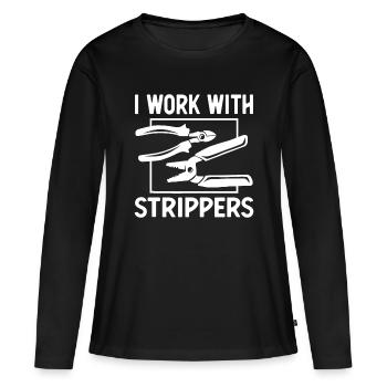 Drôle d’art électricien pour hommes papa électronique Engi - T-shirt manches longues Premium bio Femme - noir - Devant - Julia (174cm)