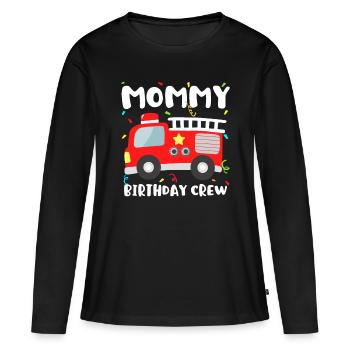 Maman Anniversaire Équipage Camion de pompiers Partie Pompier M - T-shirt manches longues Premium bio Femme - noir - Devant - Julia (174cm)