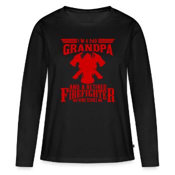 Je suis papa grand-père pompier à la retraite rien n’a peur - T-shirt manches longues Premium bio Femme - noir - Devant - Julia (174cm)