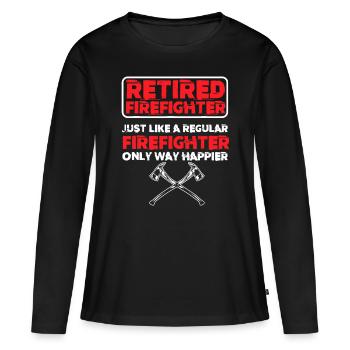 Un pompier à la retraite émerge d’un pompier - T-shirt manches longues Premium bio Femme - noir - Devant - Julia (174cm)