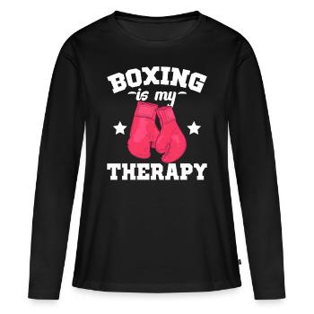 La boxe est ma thérapie Sparring sport - T-shirt manches longues Premium bio Femme - noir - Devant - Julia (174cm)