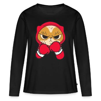 Cat Boxer Martial Athlète Sparring Sports de combat - T-shirt manches longues Premium bio Femme - noir - Devant - Julia (174cm)
