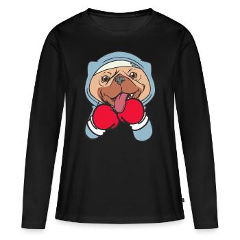 Dog Boxer Athlète martial Sparring Sports de combat - T-shirt manches longues Premium bio Femme - noir - Devant - Julia (174cm)