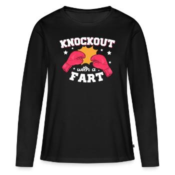 Knockout Mit Einem Furz Combat Sports Boxer - Frauen Premium Bio Langarmshirt - Schwarz - Vorne - Julia (174cm)