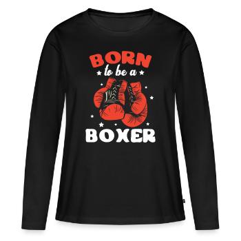 Né pour être un boxeur Sparring Gants d’entraînement - T-shirt manches longues Premium bio Femme - noir - Devant - Julia (174cm)