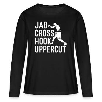 Jab Cross Hook Uppercut Combat Sports Boxer Punch - T-shirt manches longues Premium bio Femme - noir - Devant - Julia (174cm)
