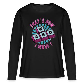 PC Gaming Gamer Gamer Keyboard Online Multiplayer - T-shirt manches longues Premium bio Femme - noir - Devant - Julia (174cm)