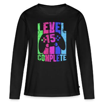 15th Birthday Cadeau Gamer Gaming Gamer Game - T-shirt manches longues Premium bio Femme - noir - Devant - Julia (174cm)