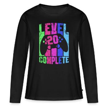 Gamer Gaming Game 20th Birthday Gift Gambler - T-shirt manches longues Premium bio Femme - noir - Devant - Julia (174cm)