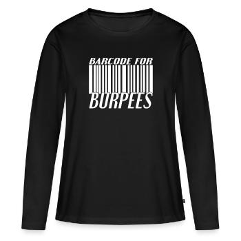 Burpee Barcode - Frauen Premium Bio Langarmshirt - Schwarz - Vorne - Julia (174cm)