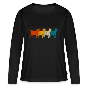 Ziege Vintage Retro Nutztier Ziegen Bauer Giftzo - Frauen Premium Bio Langarmshirt - Schwarz - Vorne - Julia (174cm)