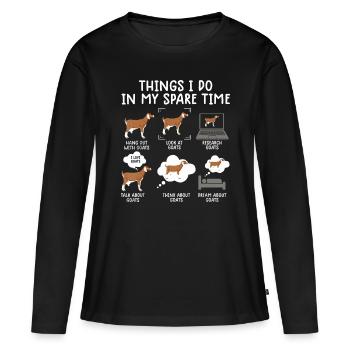 Lustige Ziegenideen 6 Dinge, die ich in meiner Freizeit mache - Frauen Premium Bio Langarmshirt - Schwarz - Vorne - Julia (174cm)