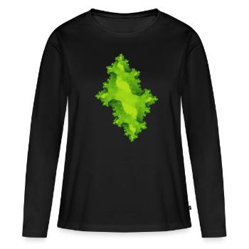 Vert fractal - T-shirt manches longues Premium bio Femme - noir - Devant - Julia (174cm)