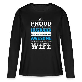 Männer stolzer Ehemann einer verdammt tollen Frau - Frauen Premium Bio Langarmshirt - Schwarz - Vorne - Julia (174cm)