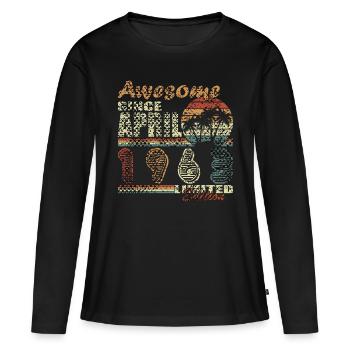 Avril 1963 Anniversaire Avril 1963 Avril - T-shirt manches longues Premium bio Femme - noir - Devant - Julia (174cm)