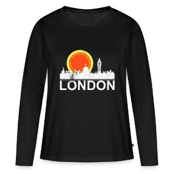 Londres Big Ben Skyline Coucher de soleil - T-shirt manches longues Premium bio Femme - noir - Devant - Julia (174cm)