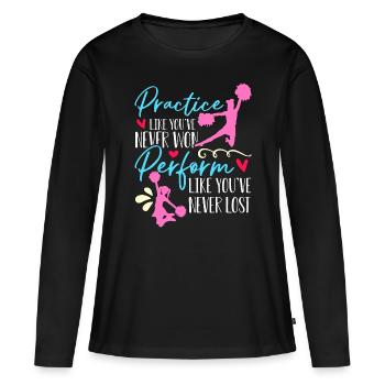 Pratique du cheerleading comme vous n’avez jamais applaudi - T-shirt manches longues Premium bio Femme - noir - Devant - Julia (174cm)