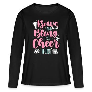 Cheerleading s’incline et bling c’est une acclamation - T-shirt manches longues Premium bio Femme - noir - Devant - Julia (174cm)