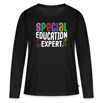Expert en éducation spécialisée Enseignants en éducation spécialisée Éducation spécialisée - T-shirt manches longues Premium bio Femme - noir - Devant - Julia (174cm)