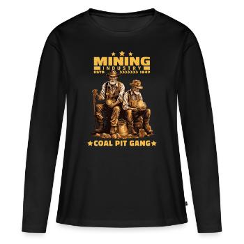 Chercheurs d’or Mineurs Mineurs Mineurs - T-shirt manches longues Premium bio Femme - noir - Devant - Julia (174cm)