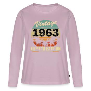 Original vintage founded in 1963 - Women's Premium Organic Long Sleeve Shirt - dusky pink - Front - Julia (174cm)