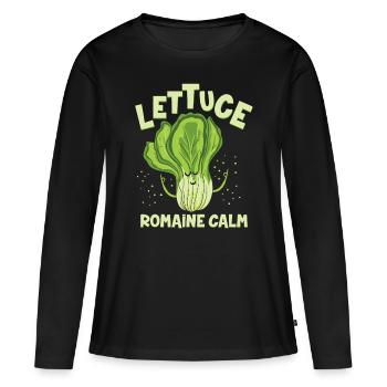 Lettuce Romaine Calm Mindfulness Vegan Yoga Lover - Women's Premium Organic Long Sleeve Shirt - black - Front - Julia (174cm)