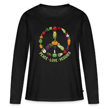 Funny Vegetarian Gift Men Women Cool Vegan Veggiep - Women's Premium Organic Long Sleeve Shirt - black - Front - Julia (174cm)