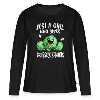 Just A Girl Who Loves Brussels Sprouts Vegetable V - Women's Premium Organic Long Sleeve Shirt - black - Front - Julia (174cm)