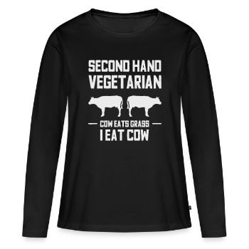 Fleischliebhaber Lustige ketogene Fleischfresser Rindfleisch Liebe Gif - Frauen Premium Bio Langarmshirt - Schwarz - Vorne - Julia (174cm)