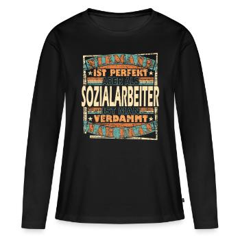 Sozialarbeiter Held Aufgaben Sozialpädagoge Beruf - Frauen Premium Bio Langarmshirt - Schwarz - Vorne - Julia (174cm)