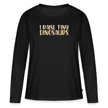 J’élève de minuscules dinosaures minuscules I Poulets drôles - T-shirt manches longues Premium bio Femme - noir - Devant - Julia (174cm)