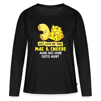 Mac And Cheese Cadeau Macaroni Cheesy Noodle - T-shirt manches longues Premium bio Femme - noir - Devant - Julia (174cm)