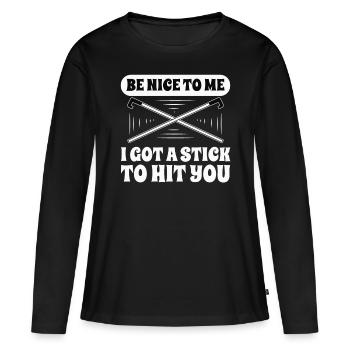 Blindheit Be Nice To Me Blindness Awareness - Frauen Premium Bio Langarmshirt - Schwarz - Vorne - Julia (174cm)