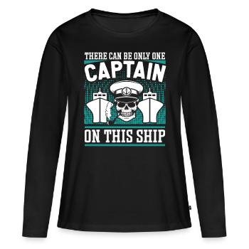 Capitaine Un seul capitaine sur ce bateau de navire - T-shirt manches longues Premium bio Femme - noir - Devant - Julia (174cm)