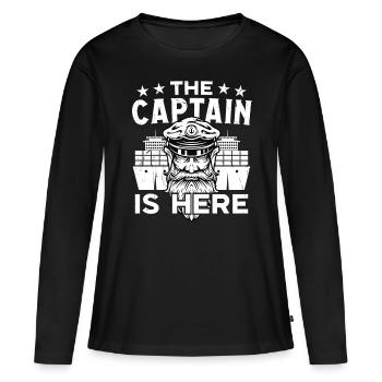 Captain The Captain is Here Ship Boat Sailing - Women's Premium Organic Long Sleeve Shirt - black - Front - Julia (174cm)